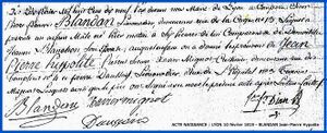 Lyon Acte Naissance Blandan Jean Pierre Hypolite.jpg